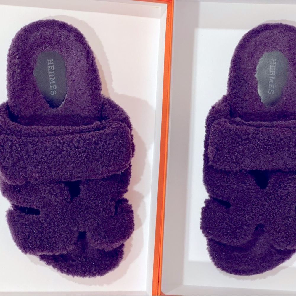 Hermès Chypre in Violet Fonce Woolskin 37.5